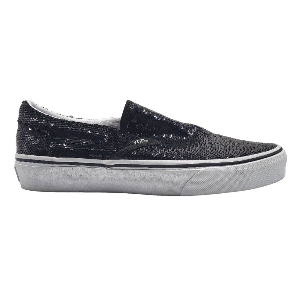 Vans Classic Slip-On Micro Sequins Women 6 Black White Shoes NWOB‎